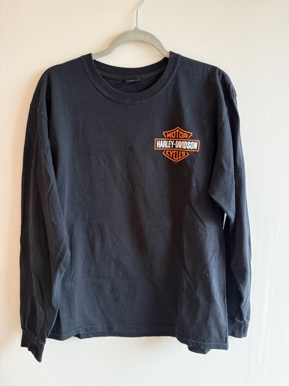 Harley-Davidson Black Long Sleeve Shirt with Orange Shield Logo
